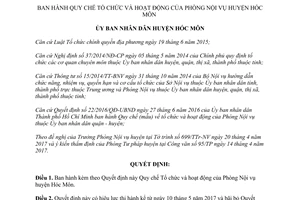 Quyết định 04/2017/QĐ-UBND quy chế tổ chức hoạt động của Phòng Nội vụ Hóc Môn Hồ Chí Minh