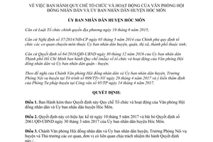 Quyết định 01/2017/QĐ-UBND quy chế tổ chức Văn phòng Hội đồng nhân dân Hóc Môn Hồ Chí Minh