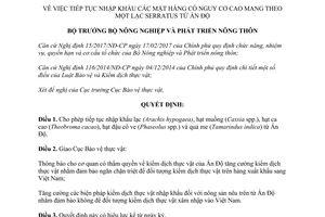 Quyết định 1644/QĐ-BNN-BVTV 2017 tiếp tục nhập mặt hàng có nguy cơ mọt lạc Serratus cao Ấn Độ