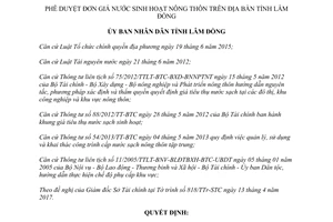 Quyết định 30/2017/QĐ-UBND phê duyệt đơn giá nước sinh hoạt nông thôn Lâm Đồng
