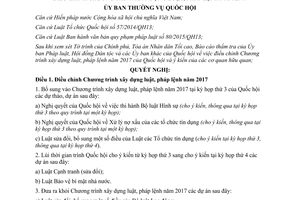 Nghị quyết 379/2017/UBTVQH14 điều chỉnh Chương trình xây dựng luật pháp lệnh