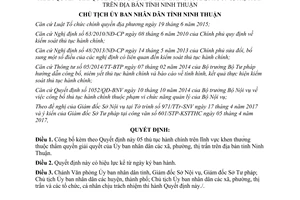 Quyết định 797/QĐ-UBND 2017 thủ tục hành chính khen thưởng Ủy ban xã thị trấn Ninh Thuận