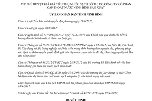 Quyết định 645/QĐ-UBND 2017 giá nước sạch đô thị Công ty cấp thoát nước sản xuất Ninh Bình