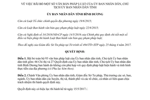 Quyết định 11/2017/QĐ-UBND bãi bỏ văn bản pháp luật của Ủy ban Chủ tịch Ủy ban Bình Dương