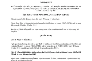 Nghị quyết 04/2017/NQ-HĐTP hướng dẫn trả lại đơn khởi kiện quyền nộp đơn khởi kiện lại vụ án