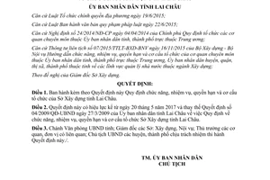 Quyết định 13/2017/QĐ-UBND Quy định nhiệm vụ quyền hạn cơ cấu tổ chức Sở Xây dựng Lai Châu