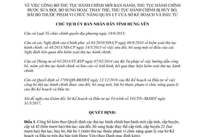 Quyết định 1268/QĐ-UBND 2017 thủ tục hành chính mới sửa đổi Sở Kế hoạch Hưng Yên