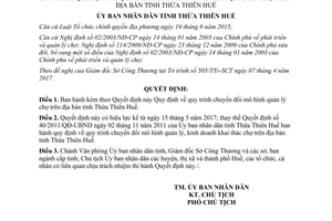 Quyết định 27/2017/QĐ-UBND chuyển đổi mô hình quản lý chợ trên địa bàn tỉnh Thừa Thiên Huế