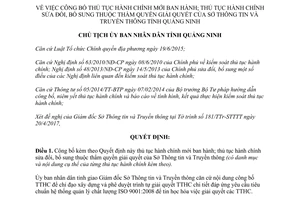 Quyết định 1428/QĐ-UBND 2017 thủ tục hành chính mới sửa Sở Thông tin Truyền thông Quảng Ninh