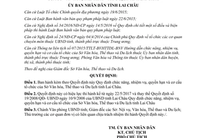 Quyết định 10/2017/QĐ-UBND Quy định chức năng cơ cấu tổ chức Sở Văn hóa Thể thao Lai Châu