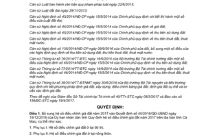 Quyết định 11/2017/QĐ-UBND bổ sung 40/2016/QĐ-UBND quy định hệ số điều chỉnh giá đất Cà Mau