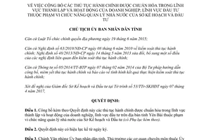 Quyết định 783/QĐ-UBND 2017 công bố các thủ tục hành chính Sở Kế hoạch Đầu tư Yên Bái