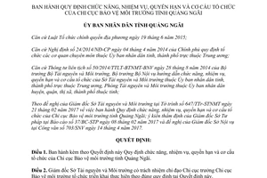 Quyết định 30/2017/QĐ-UBND nhiệm vụ quyền hạn cơ cấu Chi cục Bảo vệ môi trường Quảng Ngãi