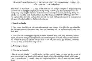 Kế hoạch 27/KH-UBND năm 2017 kiểm soát tải trọng phương tiện giao thông đường bộ Thái Bình