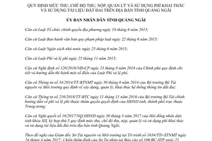 Quyết định 29/2017/QĐ-UBND phí khai thác sử dụng tài liệu đất đai Quảng Ngãi