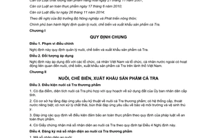 Nghị định 55/2017/NĐ-CP quản lý nuôi chế biến và xuất khẩu sản phẩm cá Tra