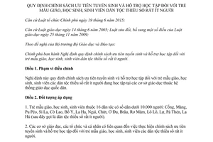 Nghị định 57/2017/NĐ-CP ưu tiên tuyển sinh hỗ trợ học tập trẻ mẫu giáo học sinh sinh viên dân tộc