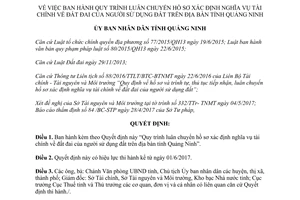 Quyết định 1435/2017/QĐ-UBND Quy trình luân chuyển hồ sơ nghĩa vụ tài chính đất đai Quảng Ninh