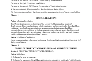 Decree 56/2017/ND-CP detailing the Law on Children