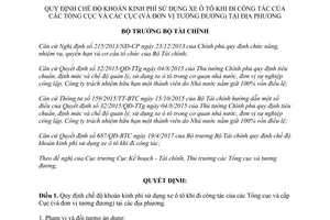 Quyết định 824/QĐ-BTC 2017 khoán kinh phí sử dụng xe ô tô công tác Tổng cục Cục tương đương