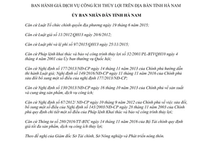 Quyết định 14/2017/QĐ-UBND giá dịch vụ công ích thủy lợi tỉnh Hà Nam