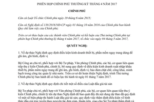 Nghị quyết 40/NQ-CP 2017 phiên họp Chính phủ thường kỳ tháng 4