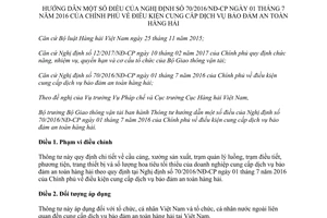 Thông tư 14/2017/TT-BGTVT hướng dẫn Nghị định 70/2016/NĐ-CP điều kiện cung cấp dịch vụ an toàn