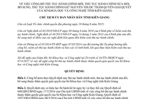 Quyết định 1060/QĐ-UBND 2017 công bố thủ tục hành chính mới sửa đổi Sở Khoa học Kiên Giang