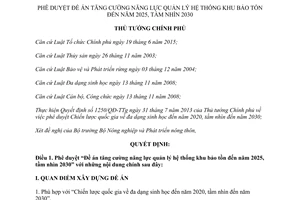 Quyết định 626/QĐ-TTg 2017 đề án tăng cường năng lực quản lý khu bảo tồn 2025 2030