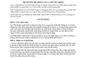 Quyết định 698/QĐ-BTTTT 2017 quyền hạn cơ cấu Cục Phát thanh truyền hình thông tin điện tử