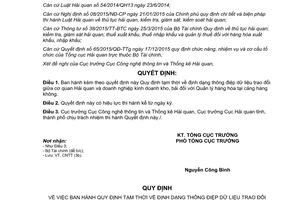 Quyết định 1543/QĐ-TCHQ 2017 định dạng dữ liệu kinh doanh kho bãi hàng hóa cảng hàng không