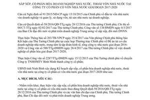 Kế hoạch 52/KH-UBND 2017 sắp xếp cổ phần hóa doanh nghiệp nhà nước thoái vốn Ninh Bình