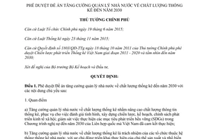 Quyết định 643/QĐ-TTg 2017 tăng cường quản lý nhà nước chất lượng thống kê đến 2030