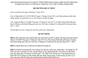 Quyết định 660/QĐ-BTP 2017 Kế hoạch thực hiện Quyết định 101/QĐ-TTg đăng kí thống kê hộ tịch