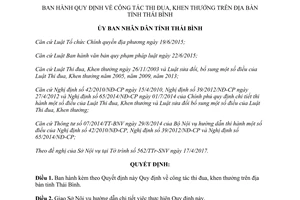 Quyết định 05/2017/QĐ-UBND công tác thi đua khen thưởng Thái Bình