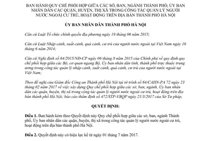 Quyết định 18/2017/QĐ-UBND Quy chế phối hợp quản lý người nước ngoài cư trú hoạt động Hà Nội