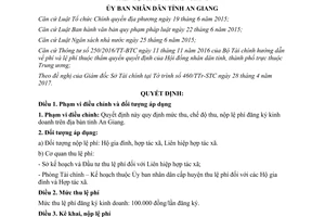 Quyết định 20/2017/QĐ-UBND mức chế độ thu nộp lệ phí đăng ký kinh doanh An Giang