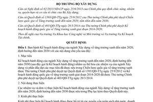 Quyết định 419/QĐ-BXD 2017 Kế hoạch hành động của ngành Xây dựng về tăng trưởng xanh