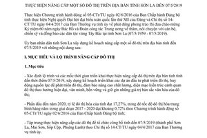 Kế hoạch 80/KH-UBND 2017 thực hiện nâng cấp đô thị trên địa bàn tỉnh Sơn La đến 07/5/2019