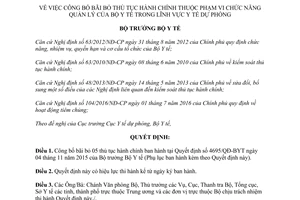 Quyết định 1891/QĐ-BYT 2017 bỏ thủ tục hành chính lĩnh vực y tế dự phòng phạm vi Bộ Y tế