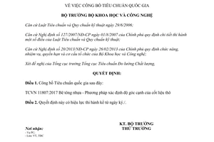 Quyết định 1154/QĐ-BKHCN 2017 công bố Tiêu chuẩn quốc gia Bê tông nhựa xác định độ góc cạnh