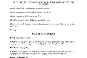 Nghị định 59/2017/NĐ-CP quản lý tiếp cận nguồn gen chia sẻ lợi ích từ việc sử dụng nguồn gen
