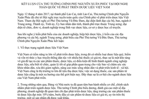 Thông báo 220/TB-VPCP 2017 kết luận Thủ tướng Nguyễn Xuân Phúc phát triển dược liệu Việt Nam