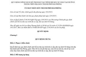 Quyết định 1129/2017/QĐ-UBND chính sách hỗ trợ đào tạo sơ cấp đào tạo dưới 03 tháng Hải Phòng
