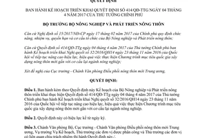 Quyết định 1804/QĐ-BNN-VPĐP 2017 Kế hoạch thực hiện Quyết định 414/QĐ-TTg nông thôn mới