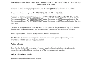 Circular 45/2017/TT-BTC bracket property auction fees accordance with Law property auction