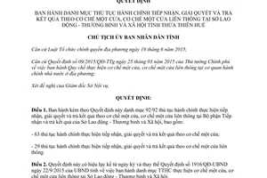 Quyết định 1032/QĐ-UBND 2017 danh mục thủ tục một cửa một cửa liên thông tại Sở Lao động Huế