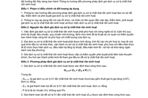 Thông tư 07/2017/TT-BXD phương pháp định giá dịch vụ xử lý chất thải rắn sinh hoạt