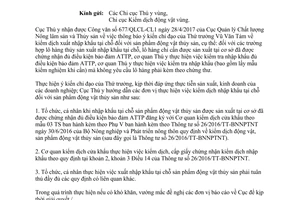 Công văn 857/TY-KD 2017 kiểm dịch sản phẩm động vật thủy sản xuất nhập khẩu tại chỗ