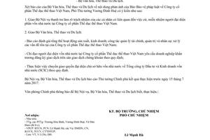 Công văn 4716/VPCP-V.I 2017 phản ánh của Báo về Công ty cổ phần Thể dục thể thao Việt Nam